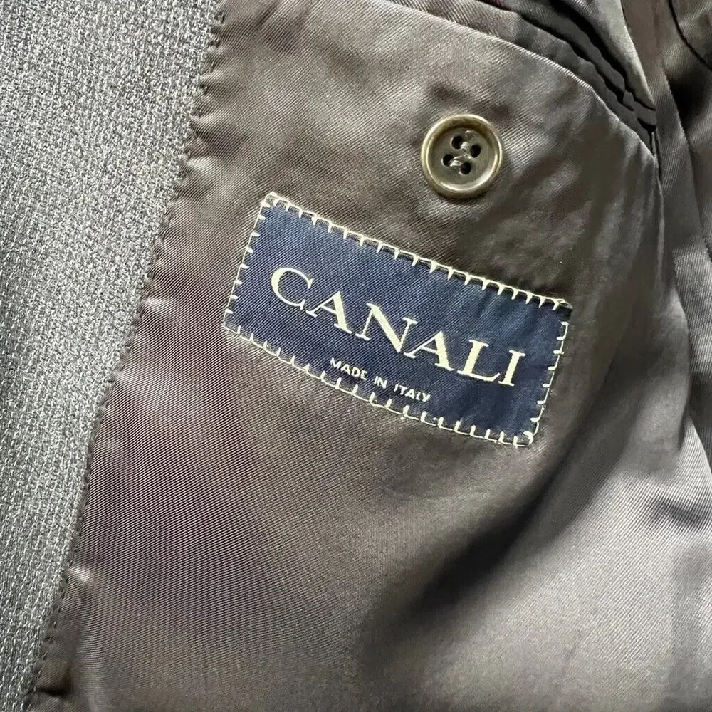 Canali Blazer Mens 42 Graphite Grey Wool 2 Button Notch Lapel Jacket‎ Made Italy